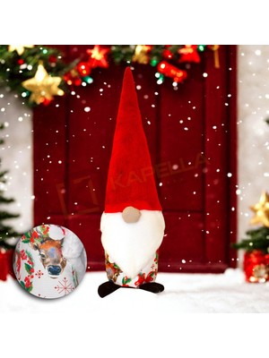 Yılbaşı Temalı Beyaz Geyik Kartanesi Kapı Stoperi Dekoru