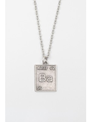 Alooya Modern Breaking Bad Ba Element Kolye - Düz Ezme İthal Zincirli Unisex Gümüş Kaplama - 60 cm