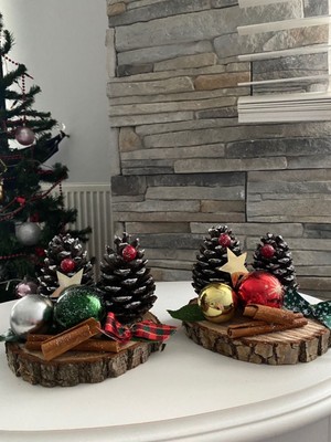 Çok Renkli Kozalaklı Yılbaşı Süsü, Masa Dekoru, Noel Süsü, Dekoratif Çeşit