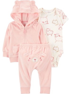 Carter's Kız Bebek Hırkalı Set 3'lü Paket - Carters 1R039810 Pembe - Yenidoğan
