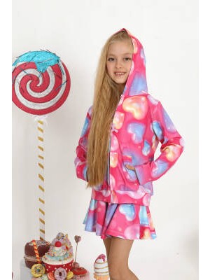 Star Pearl Kids Kız Çocuk Gym Heart Fermuarlı Sweatshirt