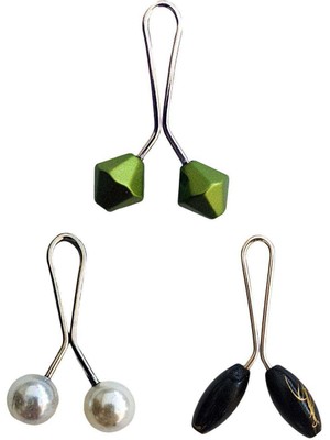 3 Adet Tesettür Eşarp ve Şal Klipsi Inci Beyaz Siyah Yeşil