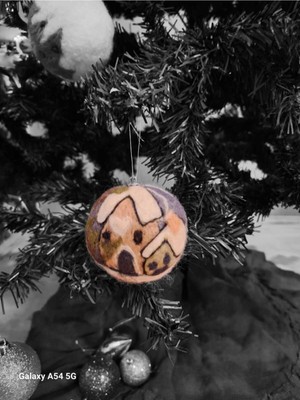 Yün Keçe Noel Topları, 2'li, Yeni Yıl Süsleri, Ağaç Dekorasyonu