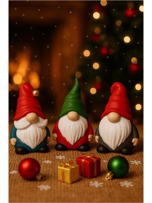 Renkli Üçlü Şans Cücesi Seti, Noel ve Yılbaşı Dekorasyonu, Hediyelik Süs