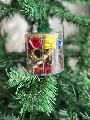 Renkli Yılbaşı Ağaç Süs Seti, Top, Şeker, Fiyonk, Noel Baba, Hediye Paketi