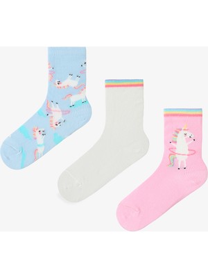 Penti Çok Renkli Kız Çocuk Playful Unicorn 3lü Soket Çorap