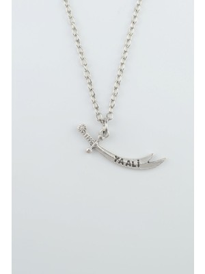 Alooya Zülfikar Ya Ali Kılıcı Gümüş Kaplama Düz Zincir Kolye