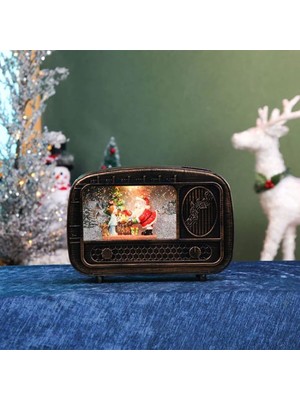 Yılbaşı Işıklı Müzikli Dekoratif Radyo ve Kalemlik Seti, Kahverengi