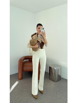 Hazelanna Çımalı Premium Ekru Pantolon