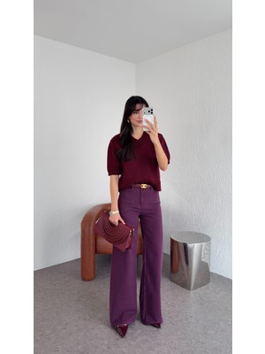 Hazelanna Mürdüm Denim Palazzo