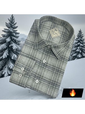 Eren Style Klasik %100 Cotton Uzun Kollu Terletmeyen Kışlık Flanel Gömlek (Regular Kalıp)