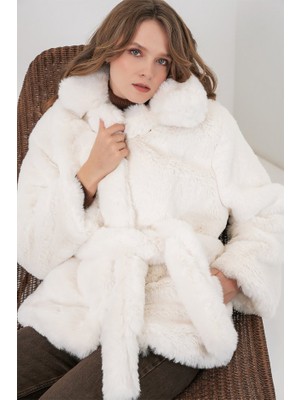 Peluş Kürk Mont 5234 - Ekru
