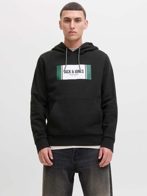 Jack & Jones  Jjhayato Sweat Hood Siyah Erkek Sweatshirt 12278614