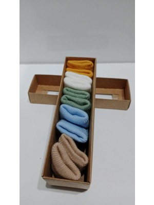 Organik Pamuk Unisex 5'li Kutulu Dino Yeni Doğan Bebek Çorabı-Çocuk Çorabı