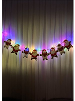 Renkli Peri LED Işıklı Yılbaşı Dekor Banner Çelenk Duvar Süsü