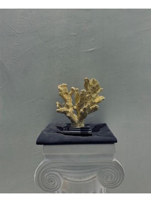 Lamazif Dekoratif Altın Mercan Biblo – 23X22 cm Polyester Obje, Sanatsal Ev ve Ofis Aksesuarı