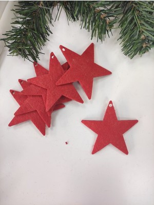 10 Adet Yıldız Keçe Süsler, Yılbaşı ve Yeni Yıl Için Dekorasyon Seti