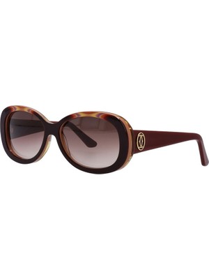 Cartier F Butte Rfly Gold Cat Eye Kahvarengi Kırmızı Altın Kedi Gözü Bayan Güneş Gözlüğü T8200939