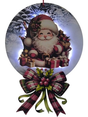 Renkli LED Işıklı Noel Baba Yılbaşı Kapı Süsü, Şık ve Canlı Dekorasyon Parçası