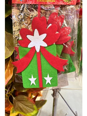 Renkli Keçe Çizme ve Geyik Dekoru, Çam Ağacı Süsü, Kapı ve Noel Hediyesi