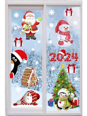 Yılbaşı Temalı Renkli Sticker Seti, Duvar ve Pencere Dekoru