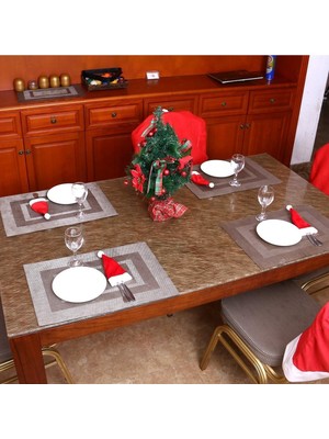 Kırmızı Noel Baba Şapka ve Kaşıklık Seti, Yılbaşı Sofralarına Neşe ve Şıklık Katın