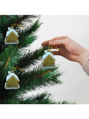 Renkli Noel Ev Çam Ağacı Süsü 3'lü, Şık ve Sevimli Dekoratif Süsler Seti