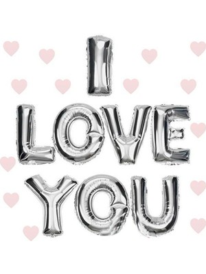 Marsilyan I Love You Folyo Balon Gümüş Renk 35 cm