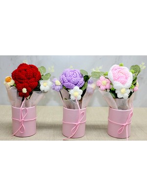 Marsilyan- El Örgüsü Saksıda Gül Buketi