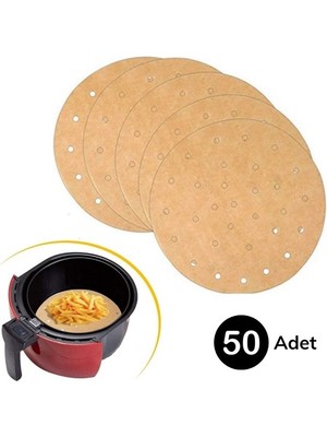 Marsilyan 50 Adet Air Fryer Pişirme Kağıdı Tek Kullanımlık Hava Fritöz Yapışmaz Yağlı Kağıt Delik