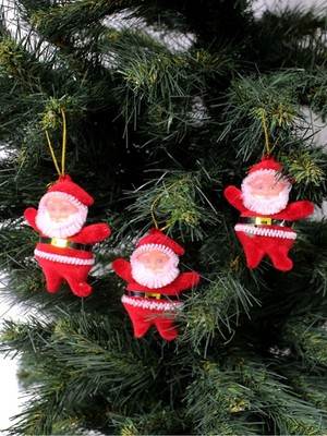Kırmızı Noel Baba Süsü, Yılbaşı Ağacı Dekoru, 4'lü Set, Sevimli ve Renkli Tasarım