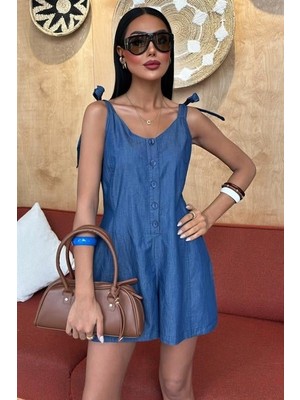 Etiler Collection Tensel Denim Kumaşlı Mini Tulum 1363