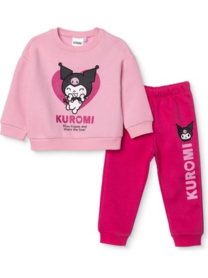 Hello Kitty Kız Bebek Eşofman Takımı Şardonlu Üç Iplik Bisiklet Yaka Uzun Kol Lastikli Paça