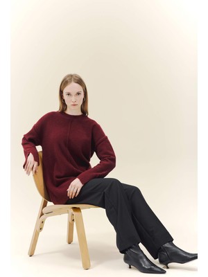 DeFacto Yün Karışımlı Loose Fit Bisiklet Yaka Triko Kazak Tunik F4547AX25WN