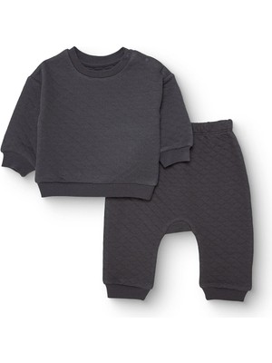 Hellobaby Unisex Yenidoğan Sweatshirt-Patiksiz Alt Kapitone Örme Bisiklet Yaka Uzun Kol Patiksiz Paça