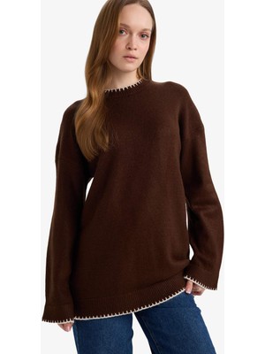 DeFacto Regular Fit Bisiklet Yaka Triko Kazak Tunik G6342AX25WN