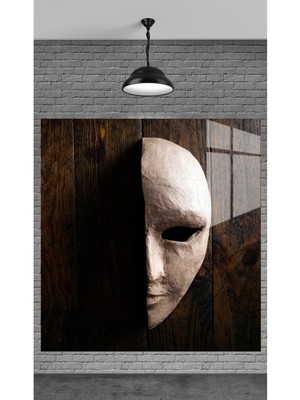 Marsilyan Muhteşem Siyah Beyaz Maske Temperli Cam Üzerine Tablo Sevgilinize Yılbaşı Hediye