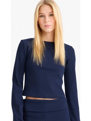 DeFacto Fitted Bisiklet Yaka Fitilli Kaşkorse Uzun Kollu Tişört G2958AX25WN