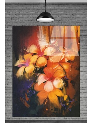 Marsilyan  Sevilen Seri Yağlı Boya Çiçek Cam Tablosu