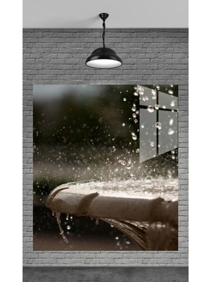 Marsilyan Yağmur Damlaları Temperli Cam Üzerine Tablo Sevgilinize Yılbaşı Hediye