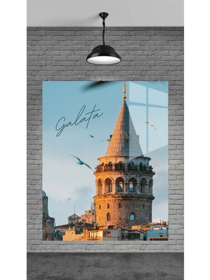 Marsilyan Muhteşem Galata Kulesi Dekoratif Temperli Cam Üzerine Tablo Sevgilinize Yılbaşı Hediye