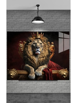 Marsilyan Aslan ve Tahtı Cam Tablo Ev Dekorasyon,balkon Dekorasyonu,dekoratif,duvar Tablo,mutfak Tablo