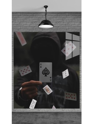 Marsilyan As Kartını Tutan Adam Tablosu Temperli Yılbaşı Yeni Yıl Hediye