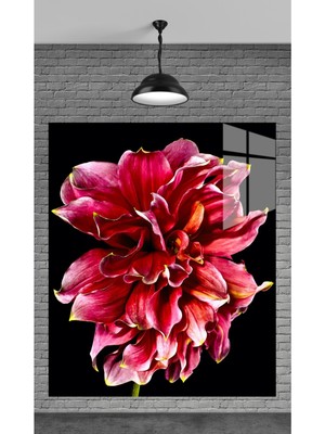 Marsilyan Muhteşem Pembe Çiçekler Temperli Cam Üzerine Tablo Sevgilinize Yılbaşı Hediye