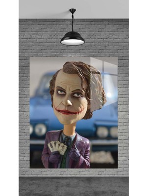 Marsilyan Minimalist Joker Dekoratif Temperli Cam Üzerine Tablo Sevgilinize Yılbaşı Hediye