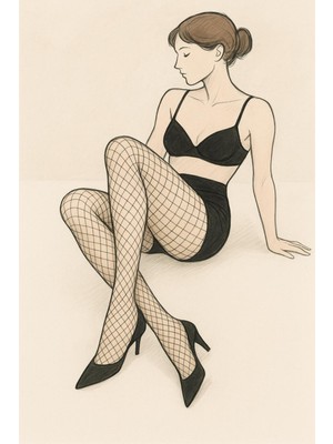 Düven Orta File Siyah Külotlu Çorap