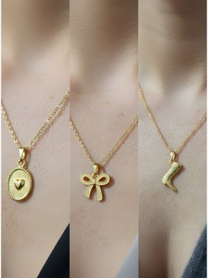 NKT Collection Üçlü Kombin Altın Kaplama Sembol Kolye Seti