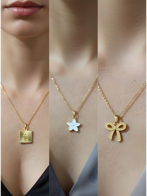 NKT Collection Üçlü Kombin Altın Kaplama Sembol Kolye Seti