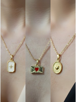 NKT Collection Üçlü Kombin Altın Kaplama Sembol Kolye Seti