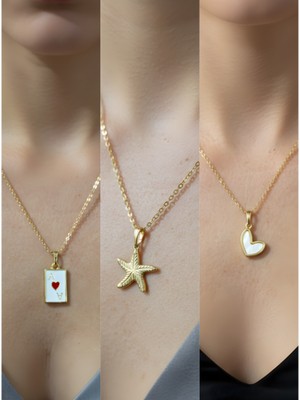 NKT Collection Üçlü Kombin Altın Kaplama Sembol Kolye Seti